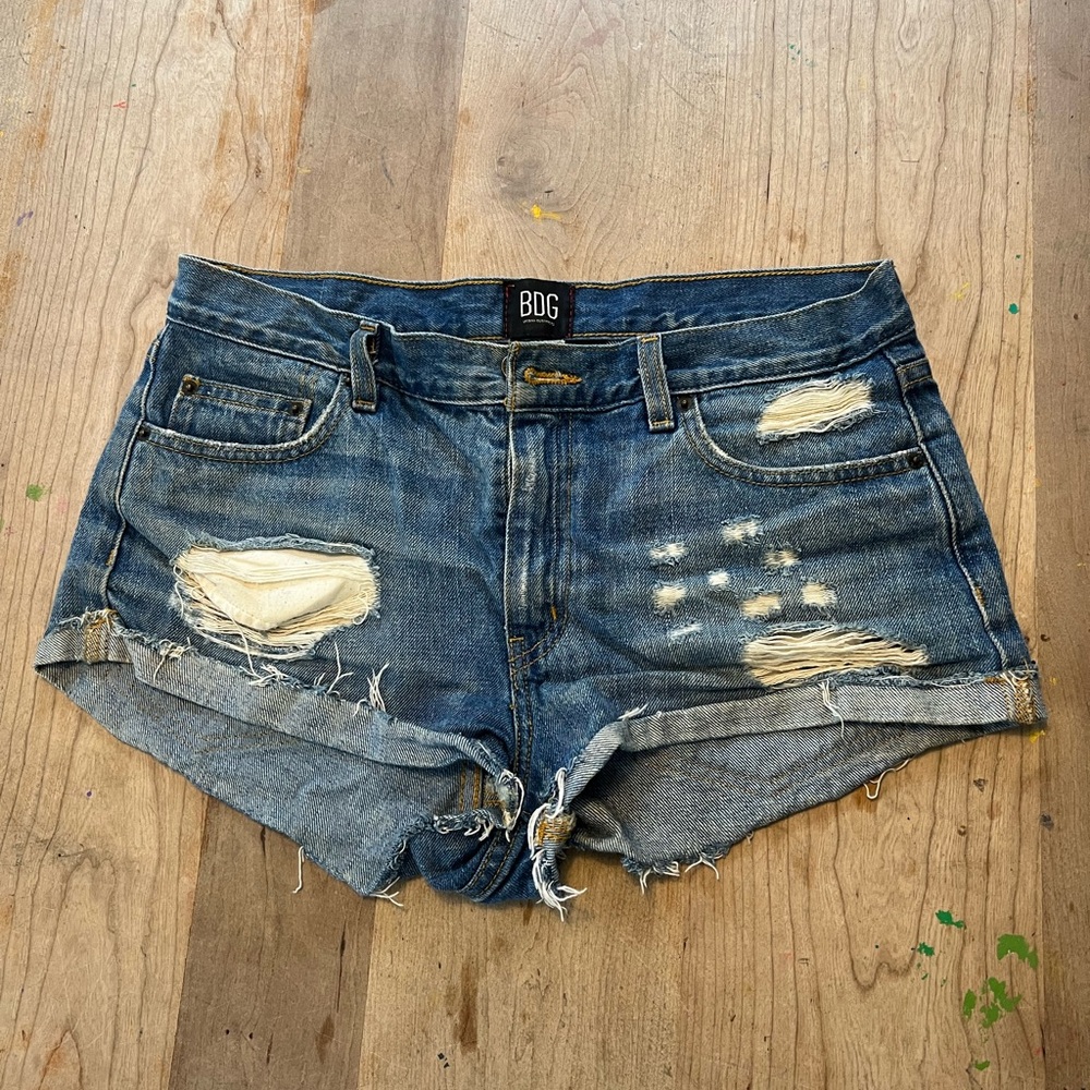 BDG Women's Distressed Denim Shorts - Blue
